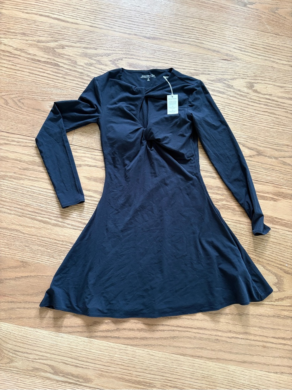 Abercrombie bra free Black Twist-Front Long Sleeve Dress